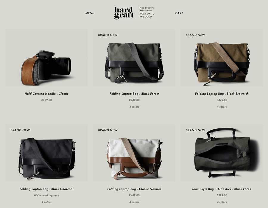 Hardgraft ecommerce web design inspiration user interface shop